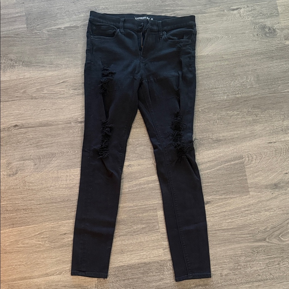 Express Black Ripped Skinny Jeans